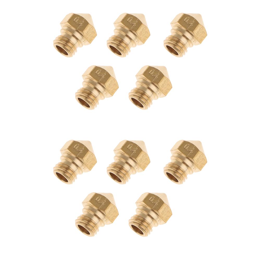10X Brass Extruder Nozzle Copper Print Head for MK10 1.75mm 3D Printer 0.4mm
