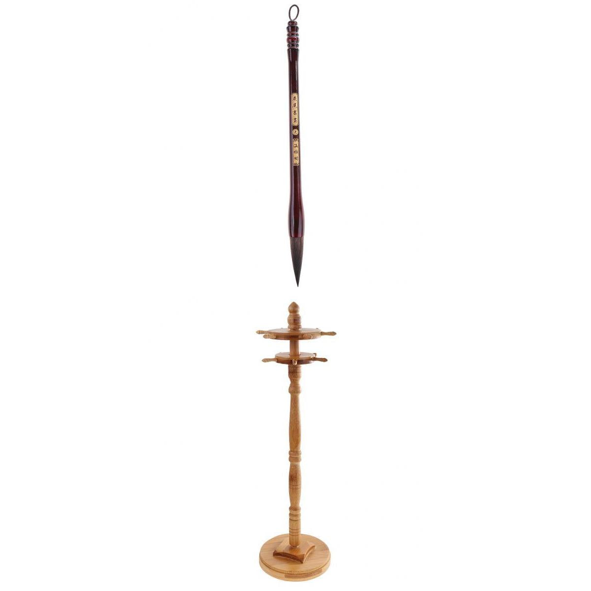11 Hooks Brush Hanger Bamboo Holder Chinese Calligraphy Wolf Hair Brush Pen