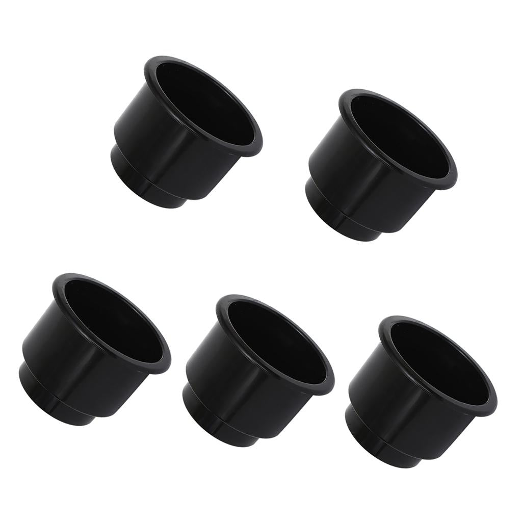 5 Pieces Black Center Hole Recessed Cup Drink Holder for Marine Boat Car RV