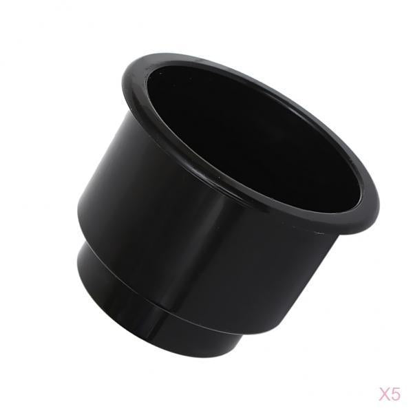 5 Pieces Black Center Hole Recessed Cup Drink Holder for Marine Boat Car RV