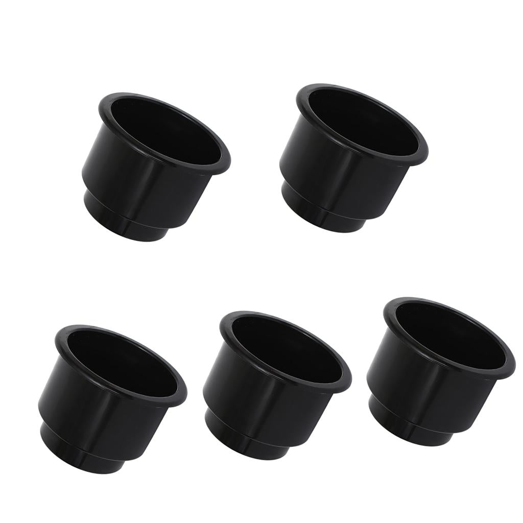 5 Pieces Black Center Hole Recessed Cup Drink Holder for Marine Boat Car RV