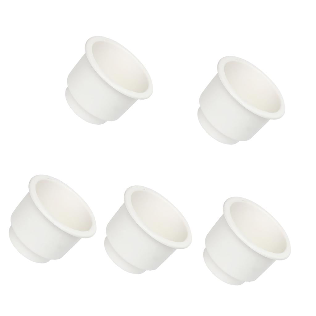 5 Pieces White Side Hole Recessed Cup Drink Holder for Marine Boat Car RV