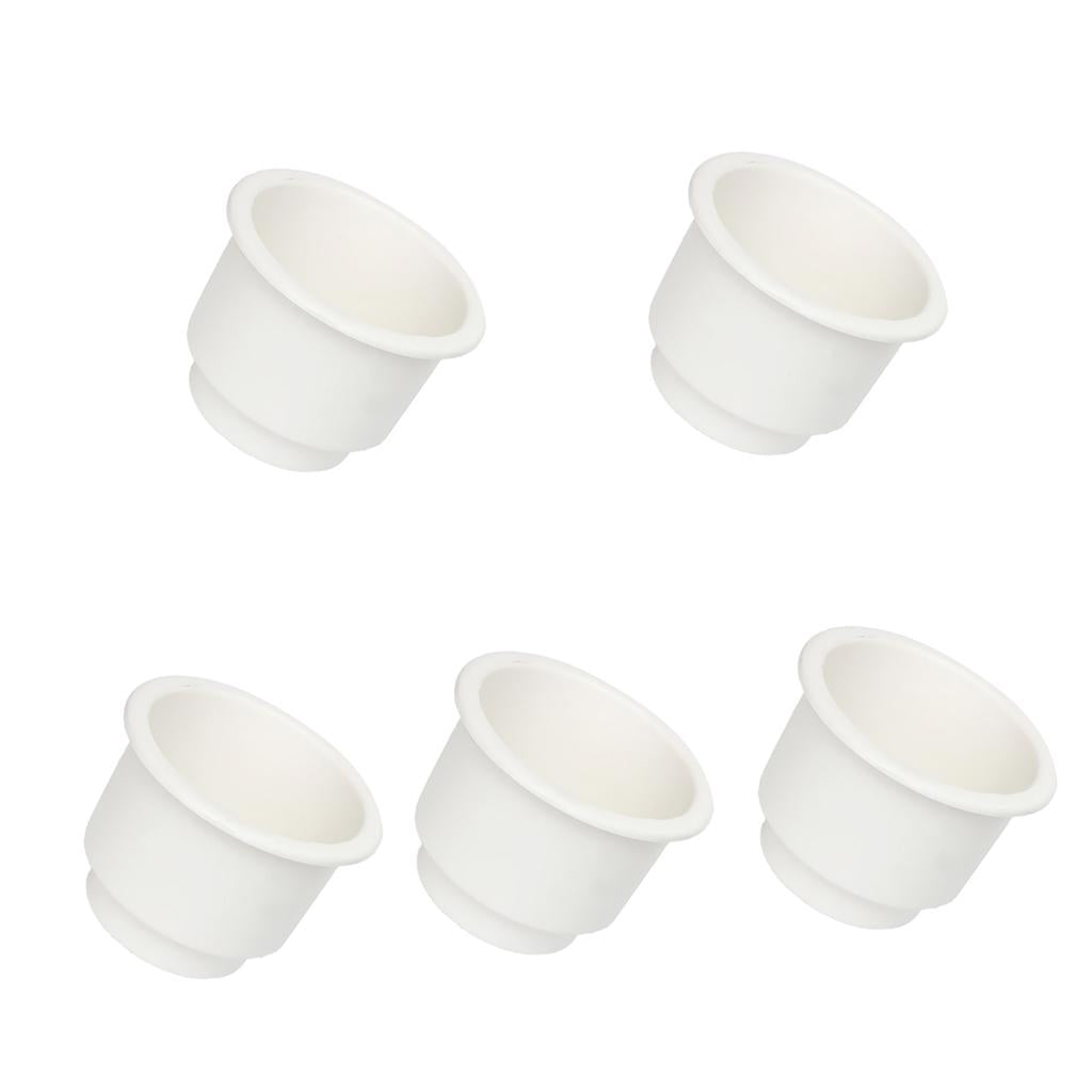 5 Pieces White Side Hole Recessed Cup Drink Holder for Marine Boat Car RV