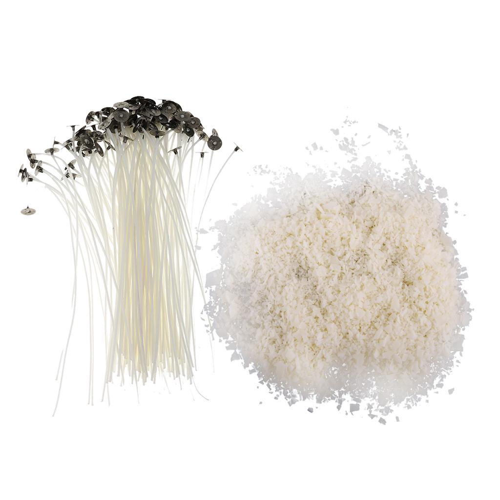 500g 100% Pure Soy Wax Flakes + 20cm Pre Waxed Wicks for Candle Making