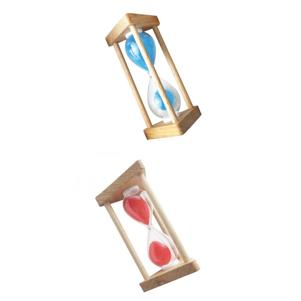 2 30Seconds Wooden Frame Sandglass Hourglass Sand Timer Clock Decor Blue+Red