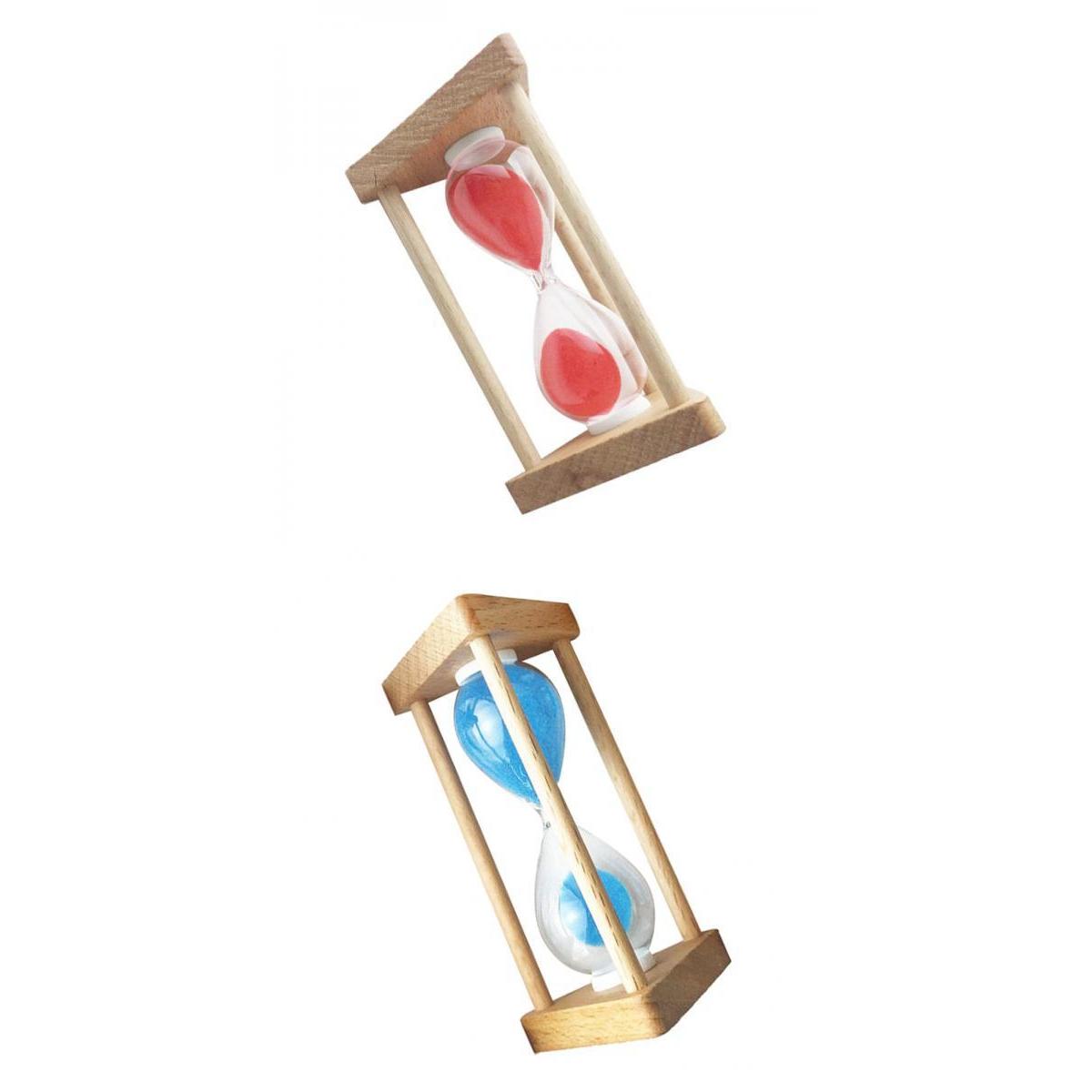 2Pieces 1Minute Wooden Frame Sandglass Hourglass Sand Timer Clock Home Decor