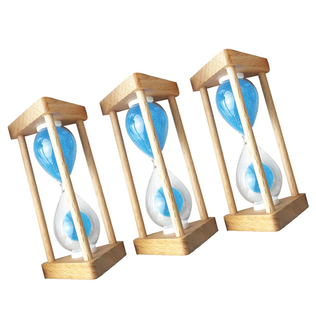3x 30Seconds+10Minutes+3Minutes Wooden Sandglass Hourglass Sand Timers Clock