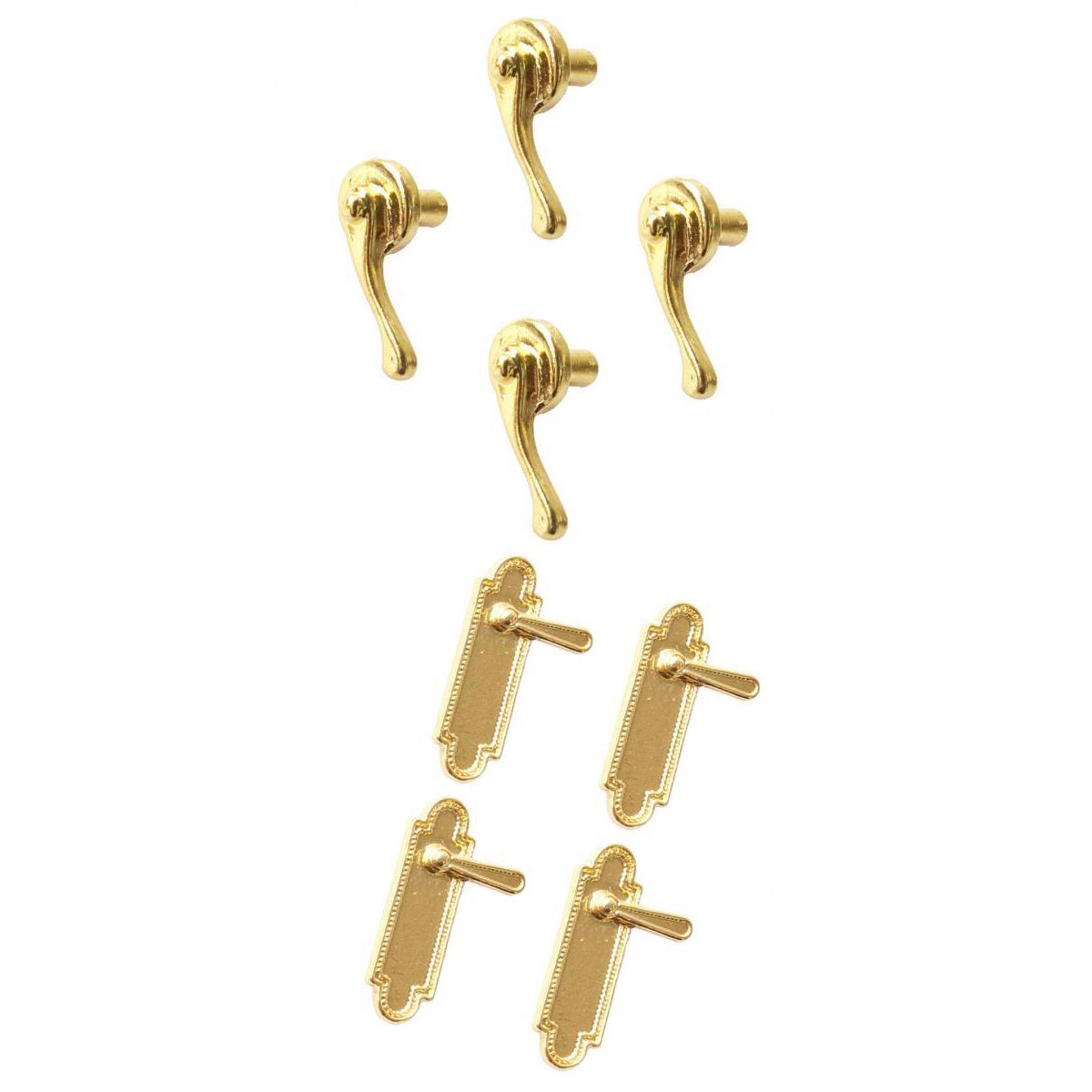 8 Pieces Dollhouse Miniatures Door Pull Handles Locks 1/12 Dolls House Accs