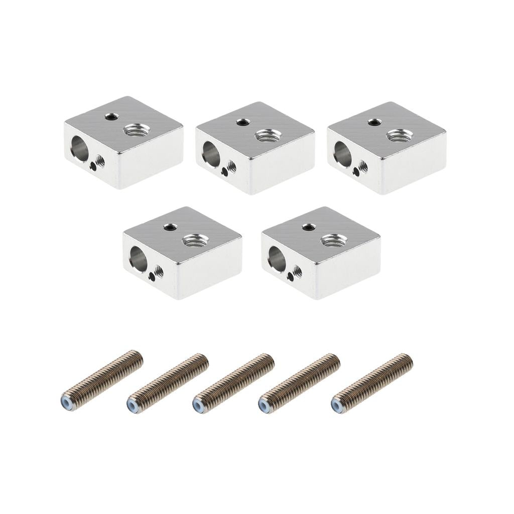 5x M6 Aluminum Heater Block +5xNozzle Throat for Makerbot MK7 MK8 3D Printer