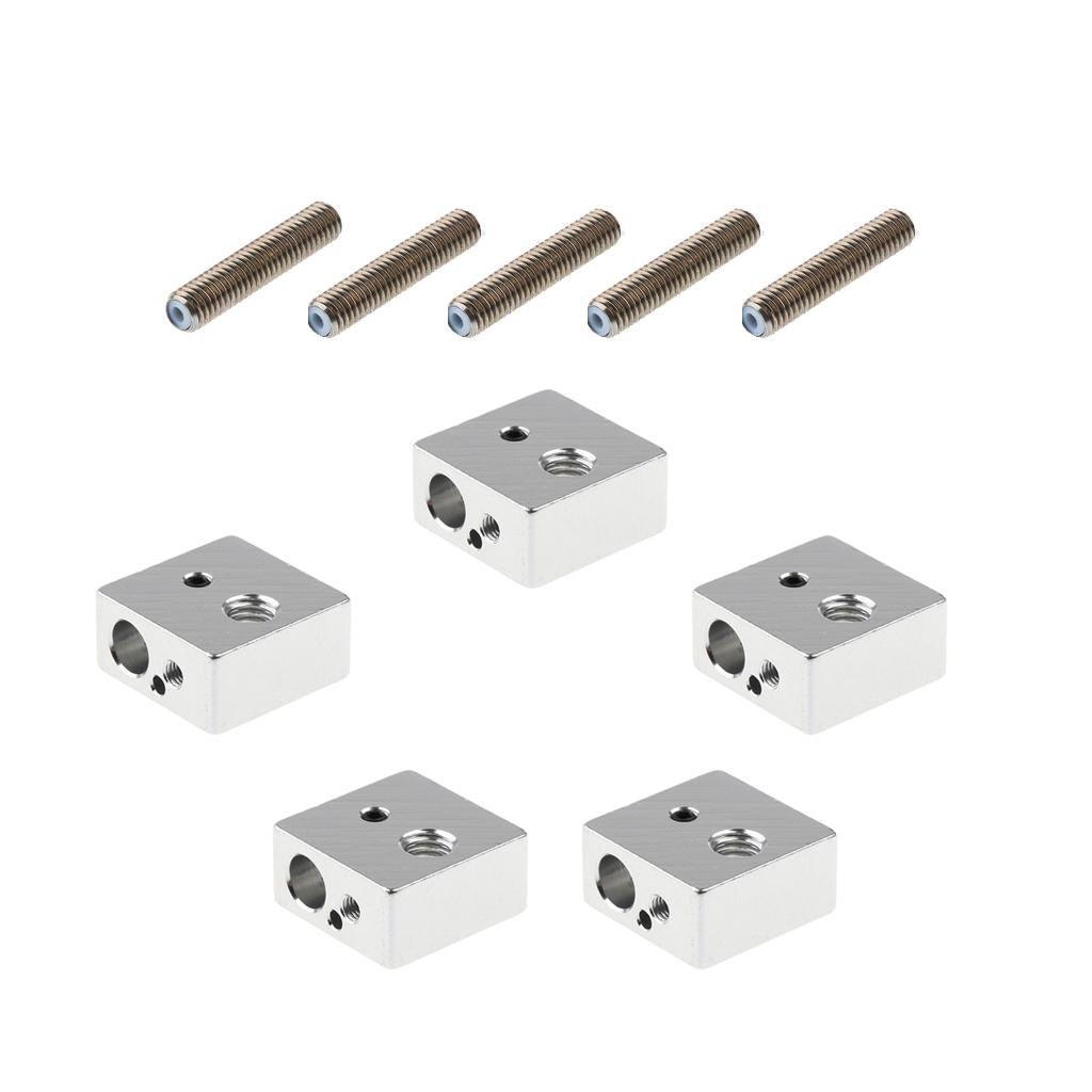 5x M6 Aluminum Heater Block +5xNozzle Throat for Makerbot MK7 MK8 3D Printer