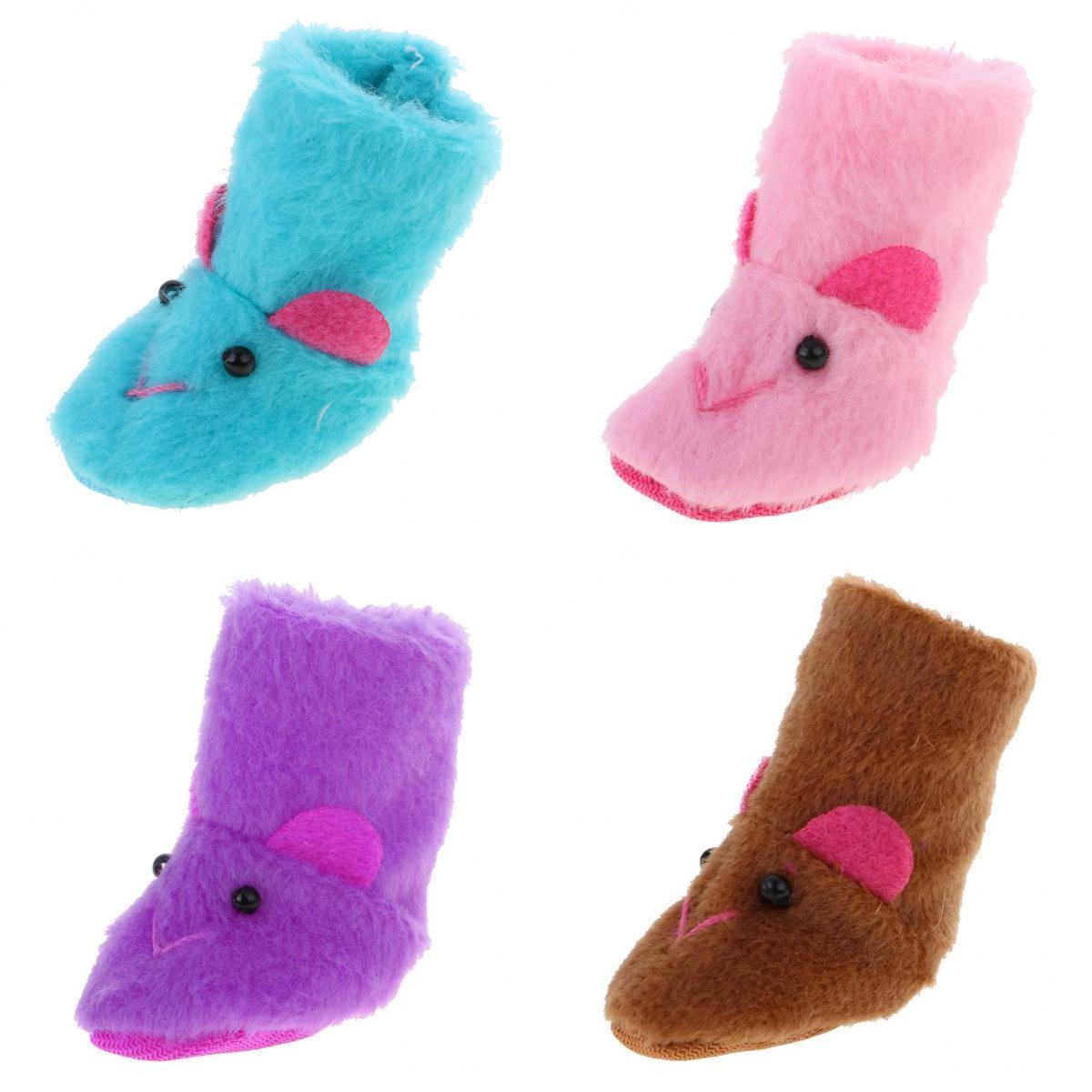 4 Pairs 1/6 Cute Rabbit Plush Snow Boots Shoes for 12'' Blythe Dolls