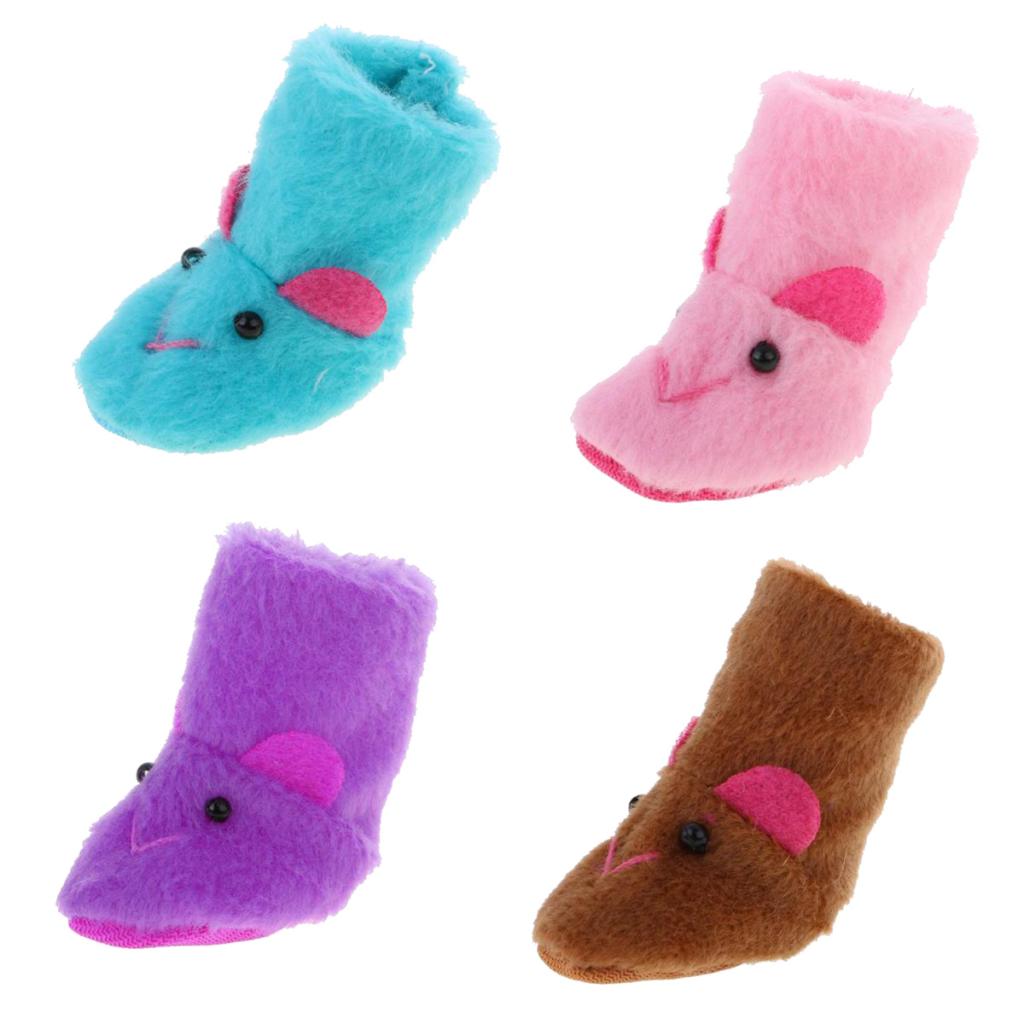 4 Pairs 1/6 Cute Rabbit Plush Snow Boots Shoes for 12'' Blythe Dolls