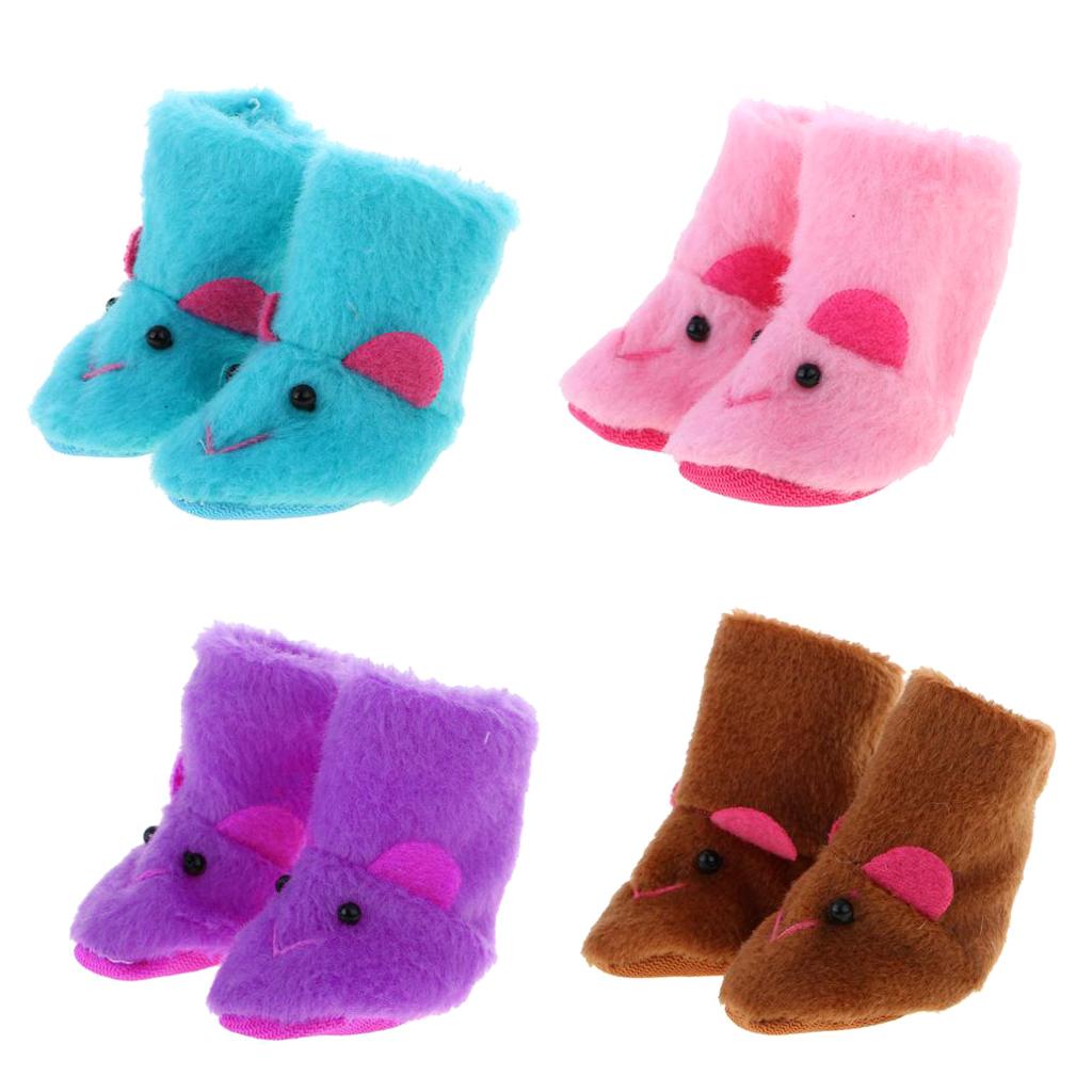 4 Pairs 1/6 Cute Rabbit Plush Snow Boots Shoes for 12'' Blythe Dolls