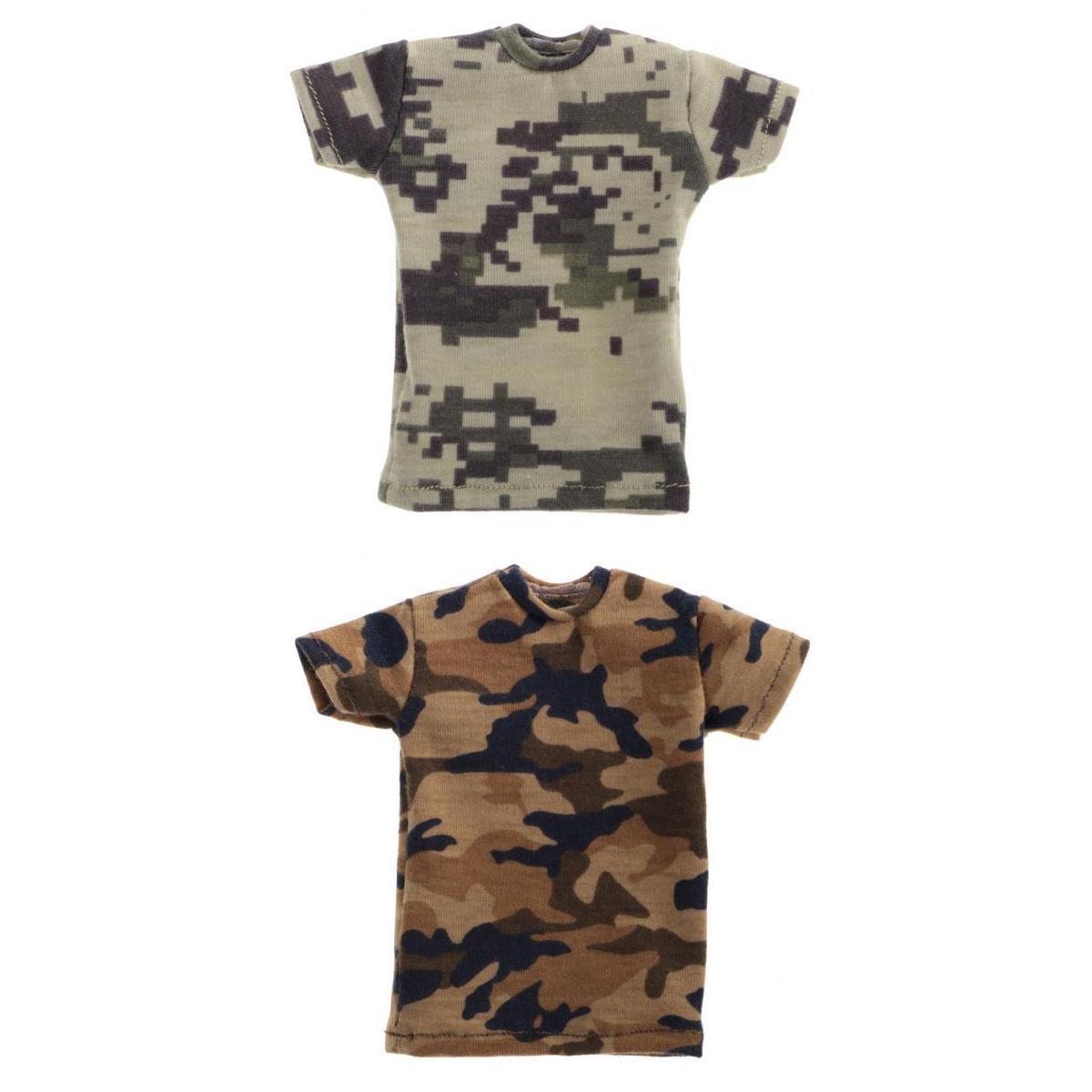 2 Pieces 1/6 Short Sleeve T-shirt Camo Top for 12'' Male Action Figure Body