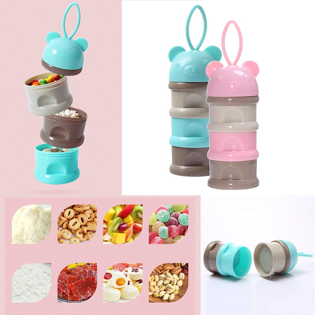 2Pieces Baby Stackable Formula Dispenser&Snack Containers 3 Layers Non-Spill