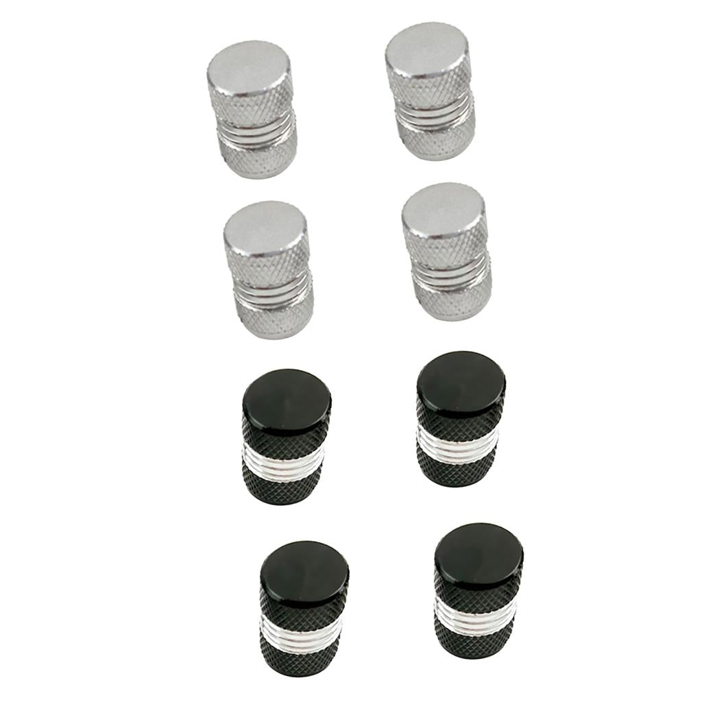 8 Pieces Aluminum Tire/Rim Valve/Wheel Air Port Cover Stems Cap Black+Silver