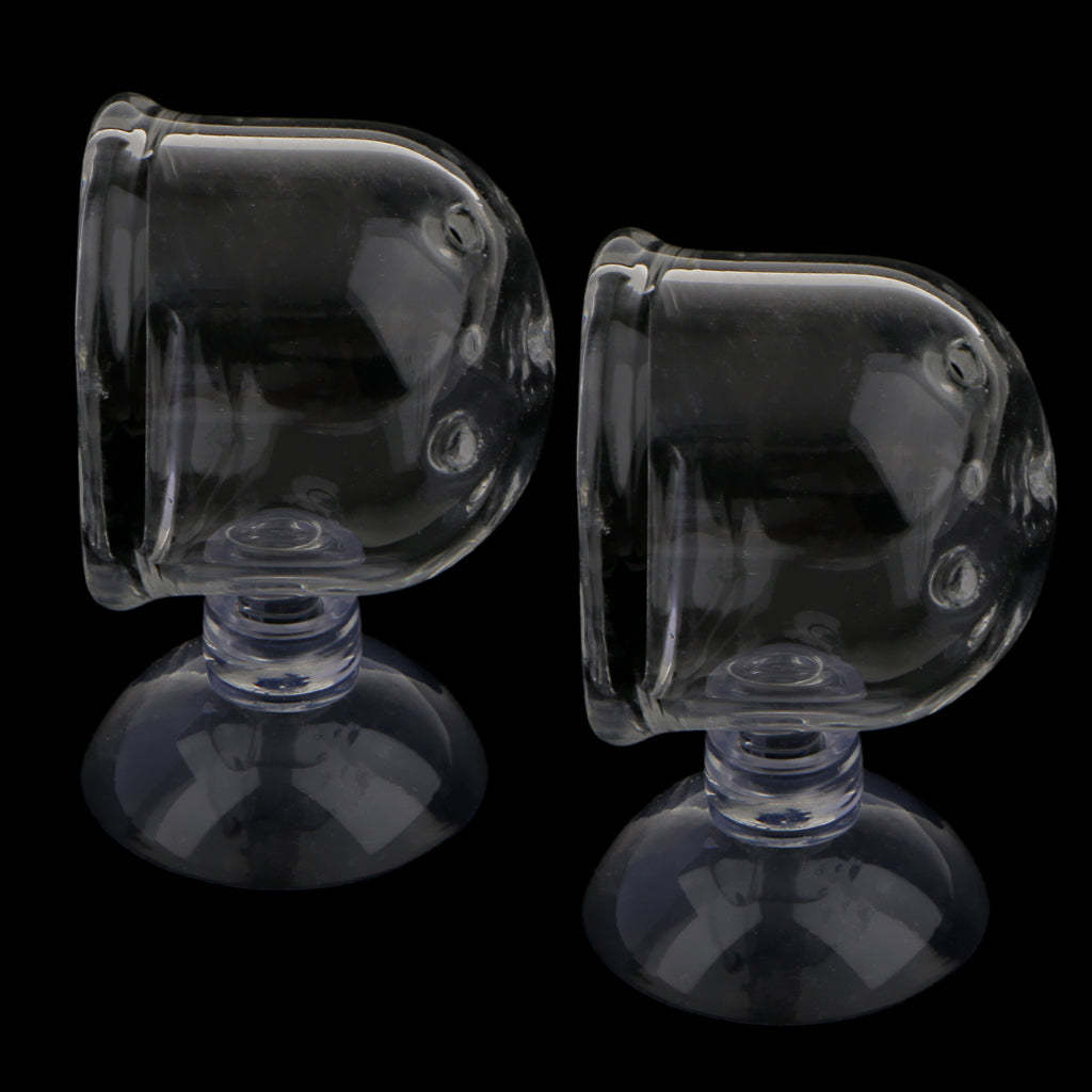 2 Pieces Glass Pot Plant Cup Holder Shrimp Aquarium Fish Tank Aquatic Feeder