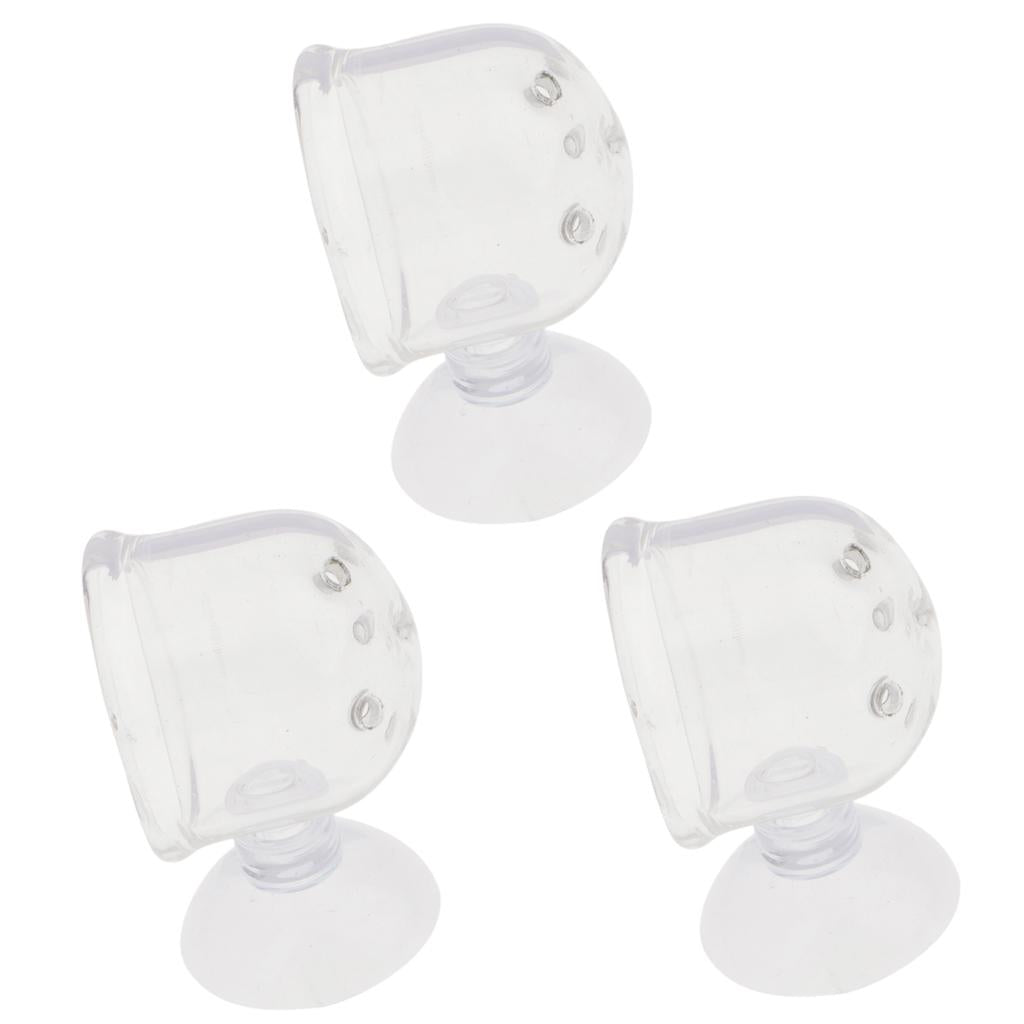 3 Pieces Glass Pot Plant Cup Holder Shrimp Aquarium Fish Tank Aquatic Feeder