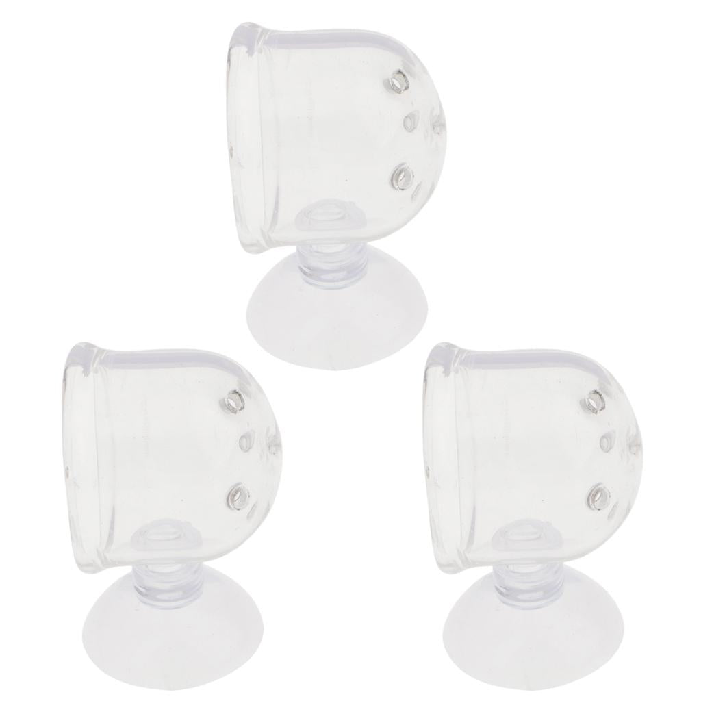 3 Pieces Glass Pot Plant Cup Holder Shrimp Aquarium Fish Tank Aquatic Feeder