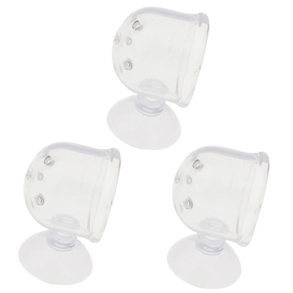 3 Pieces Glass Pot Plant Cup Holder Shrimp Aquarium Fish Tank Aquatic Feeder
