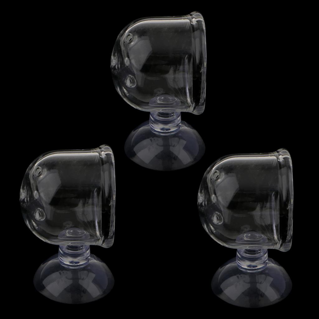 3 Pieces Glass Pot Plant Cup Holder Shrimp Aquarium Fish Tank Aquatic Feeder