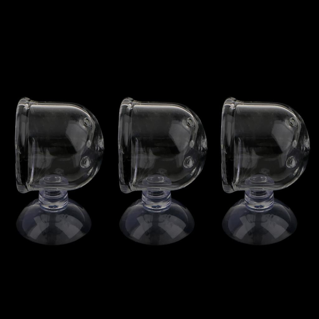 3 Pieces Glass Pot Plant Cup Holder Shrimp Aquarium Fish Tank Aquatic Feeder