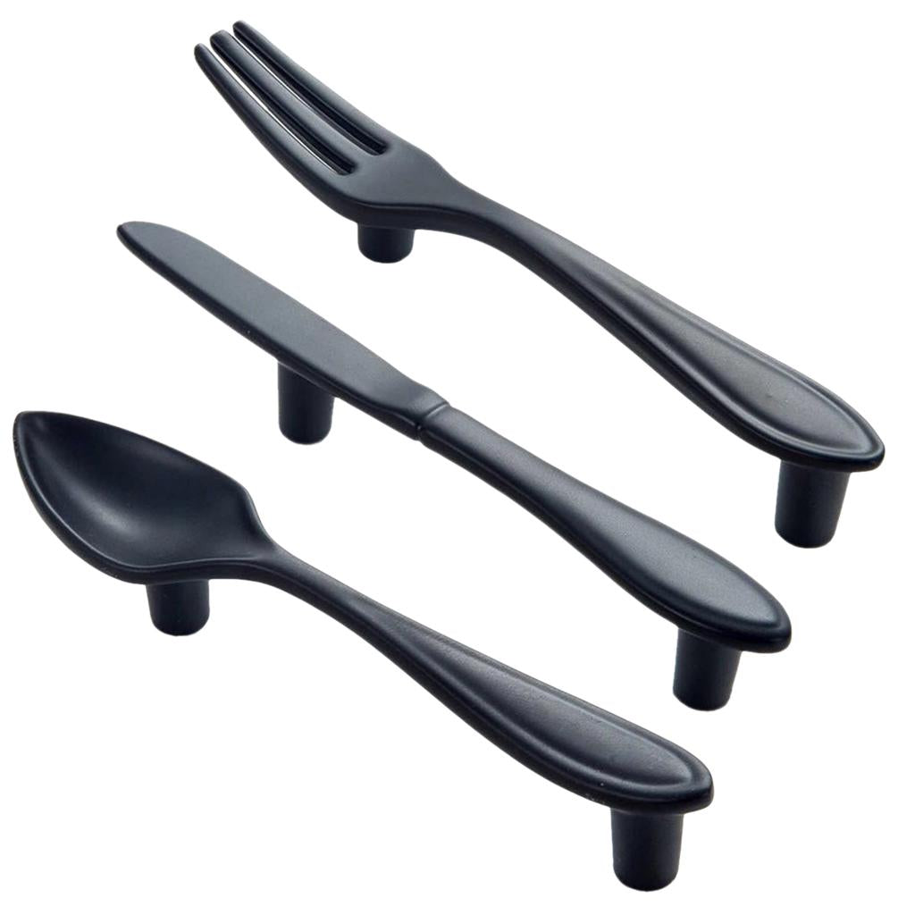 3 Pieces Pull Handle Kitchen Cabinet Cupboard Drawer Door Knob Black