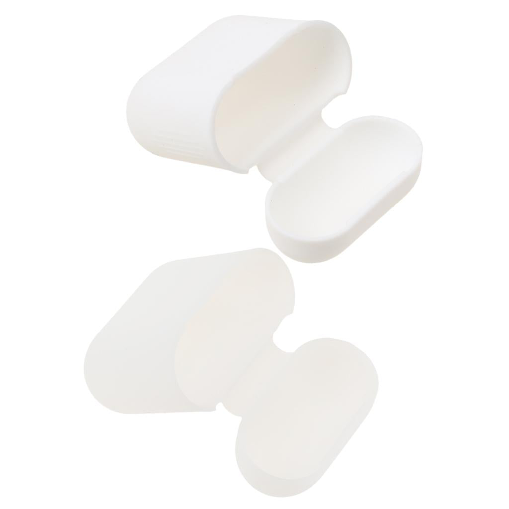 Clear+White Silicone Case Cover Pouch for AirPods Earphones Charging Box