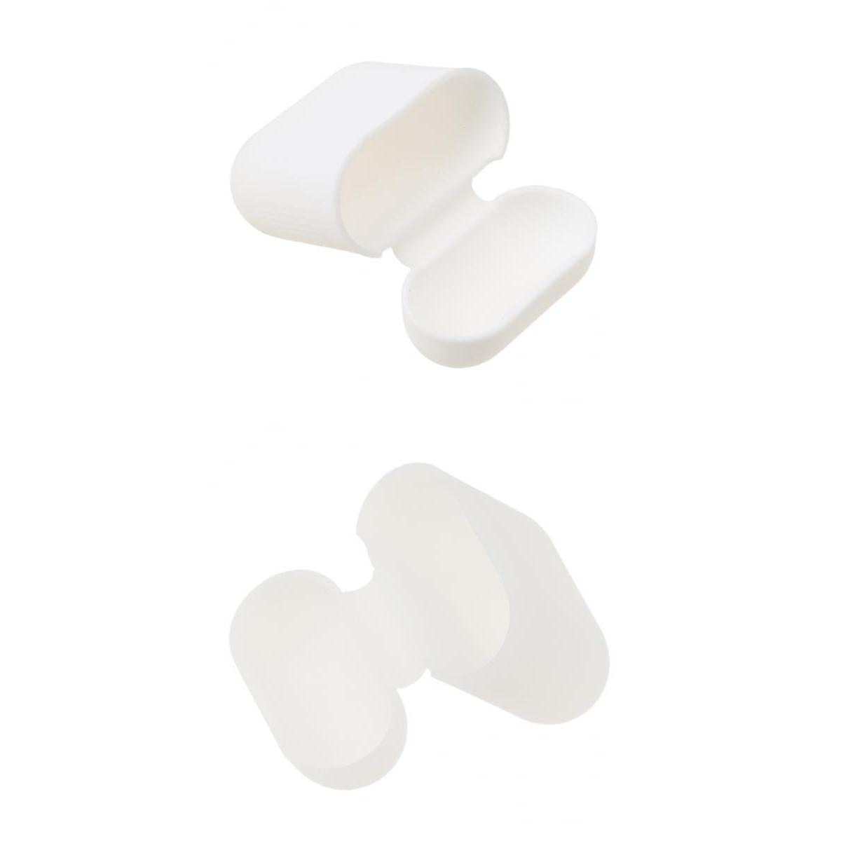 Clear+White Silicone Case Cover Pouch for AirPods Earphones Charging Box