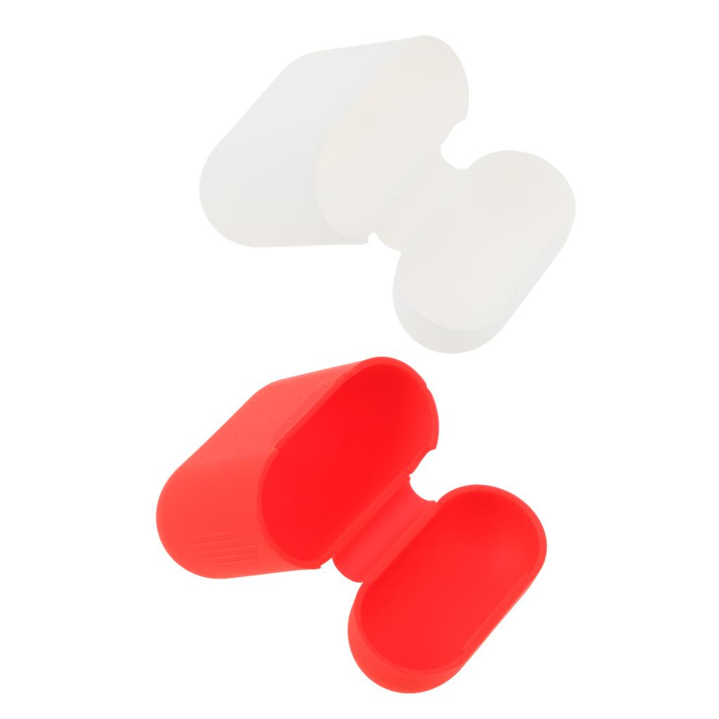 Clear+Red Silicone Case Cover Pouch for AirPods Earphones Charging Box
