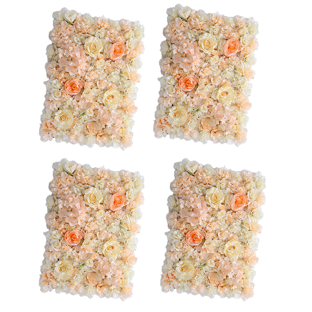 4pieces Artificial Flower Wall Wedding Venue Flower Pillar Road Decor Orange