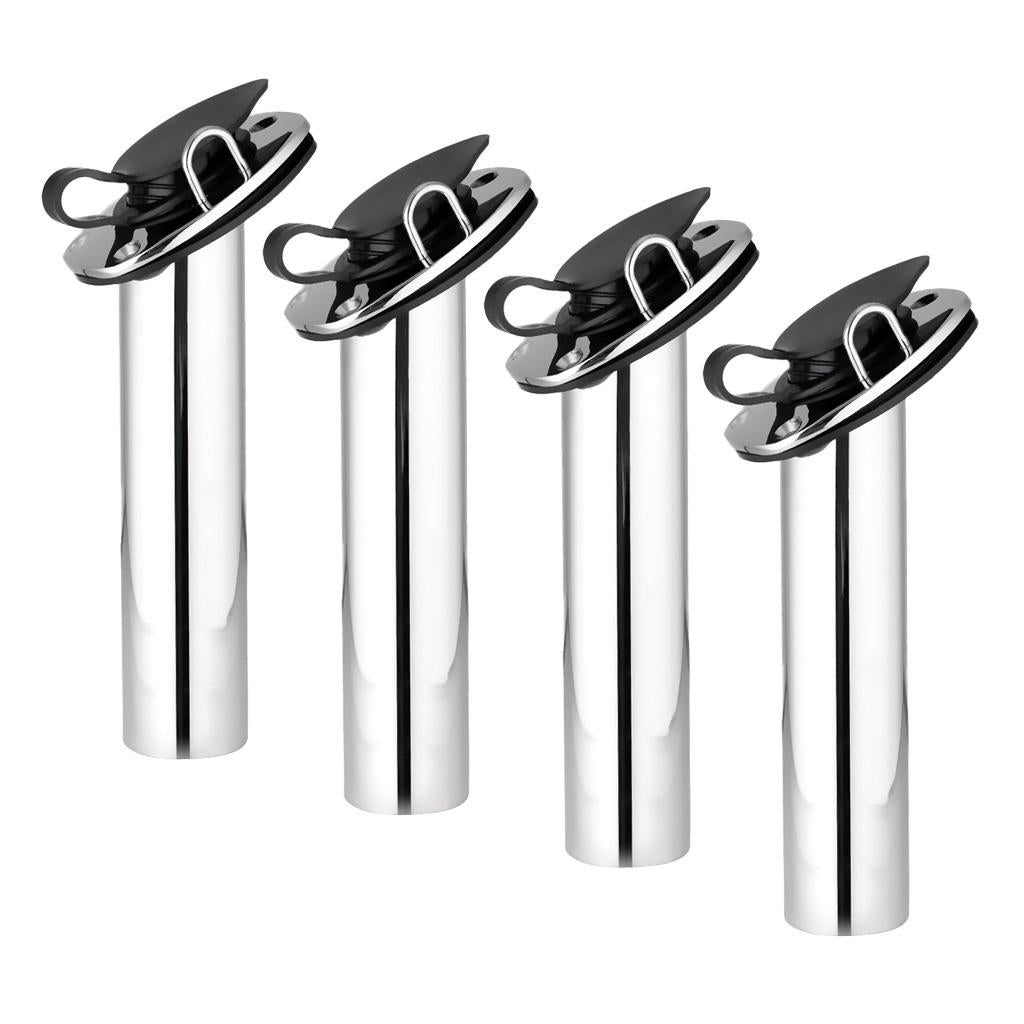 4 Pack 316 Stainless Steel 30 Degree Boat Fishing Rod Holder with Gasket Cap