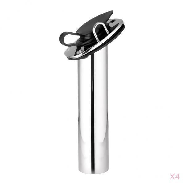 4 Pack 316 Stainless Steel 30 Degree Boat Fishing Rod Holder with Gasket Cap