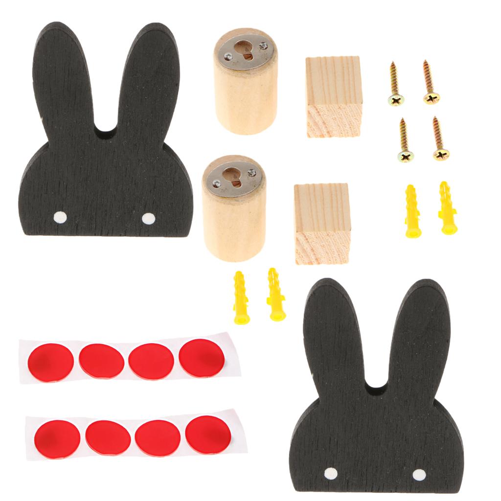 2pcs Pretty Rabbit Wall Mounted Hooks Hangers Home Organization Decoration