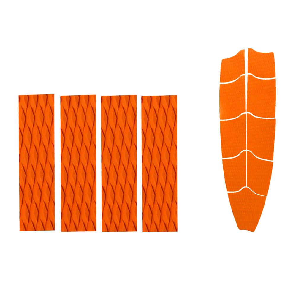 9 Pieces Orange Surfboard Full Deck Traction Pads with 4 Pieces Tail Pads
