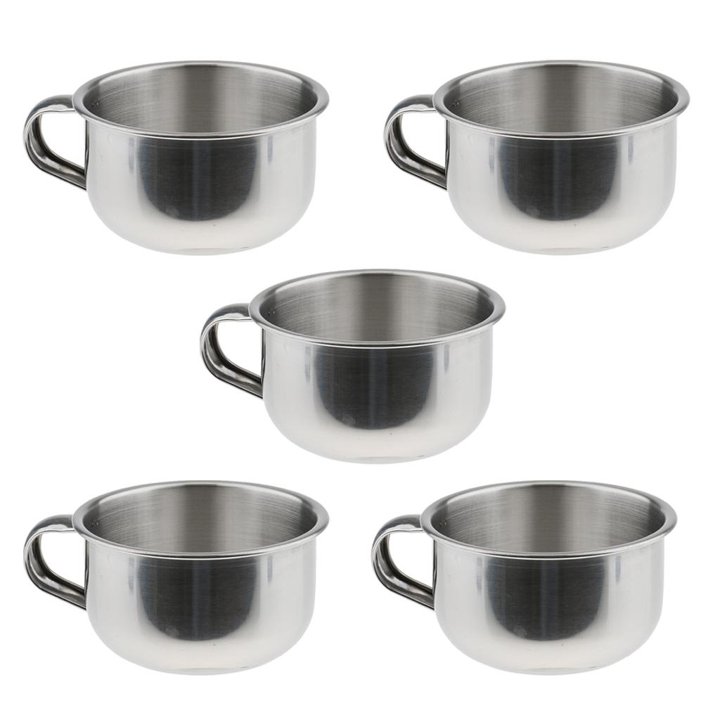 5 Pieces Men Beard Shaving Bowls Mug Cups with Handle Stainless Steel