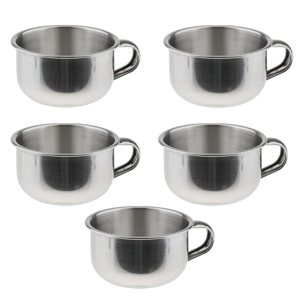 5 Pieces Men Beard Shaving Bowls Mug Cups with Handle Stainless Steel