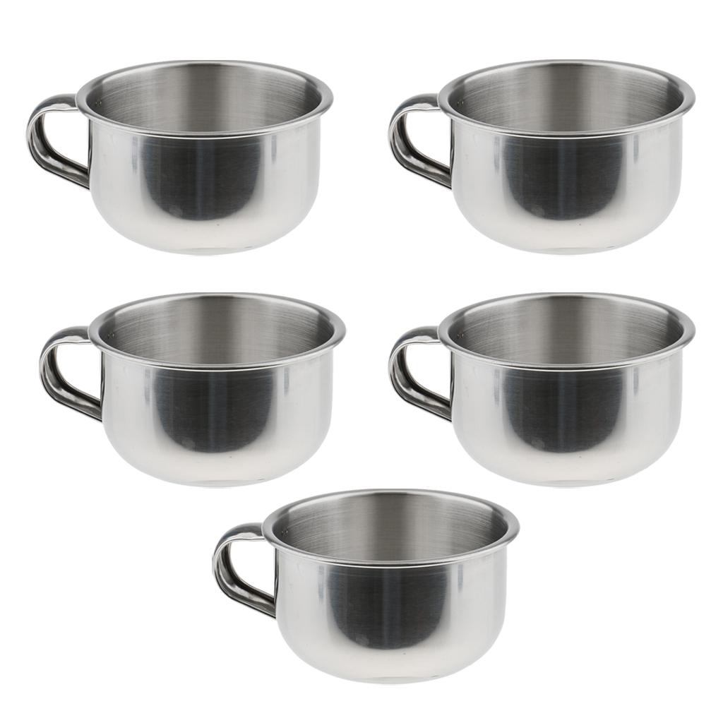 5 Pieces Men Beard Shaving Bowls Mug Cups with Handle Stainless Steel