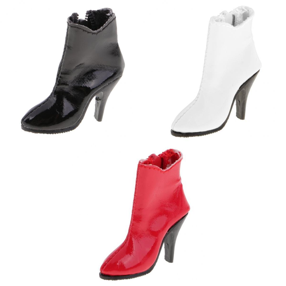 3 Pairs 1/6 Scale Female High Heel Ankle Boots Shoes for 12'' Action Figure