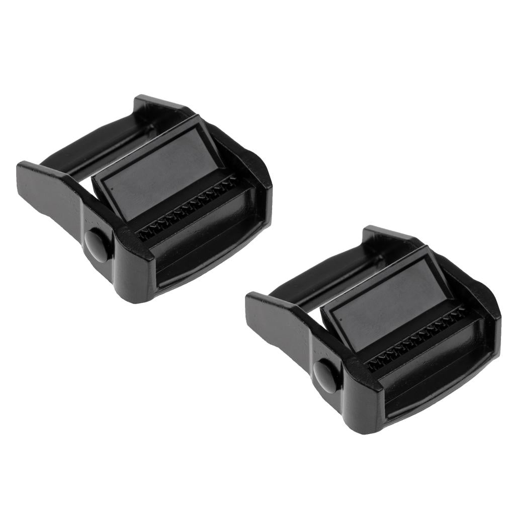2 Pieces Cam Buckles for 38mm Webbing Luggage Cargo Kayak Board Surf Black
