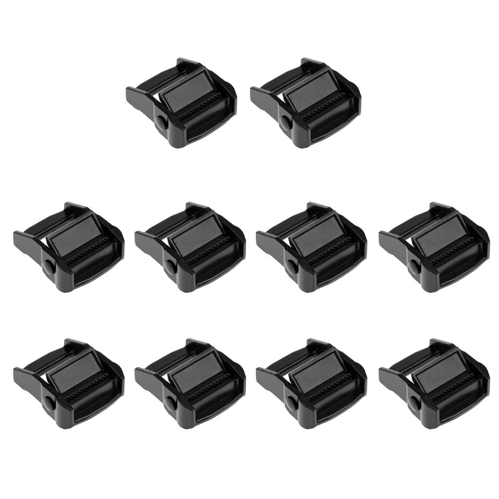 10 Pieces Cam Buckles for 38mm Webbing Luggage Cargo Kayak Board Surf Black