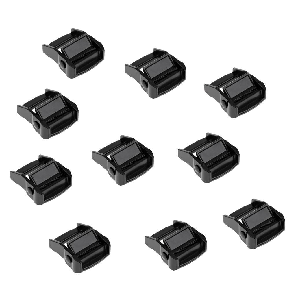 10 Pieces Cam Buckles for 38mm Webbing Luggage Cargo Kayak Board Surf Black