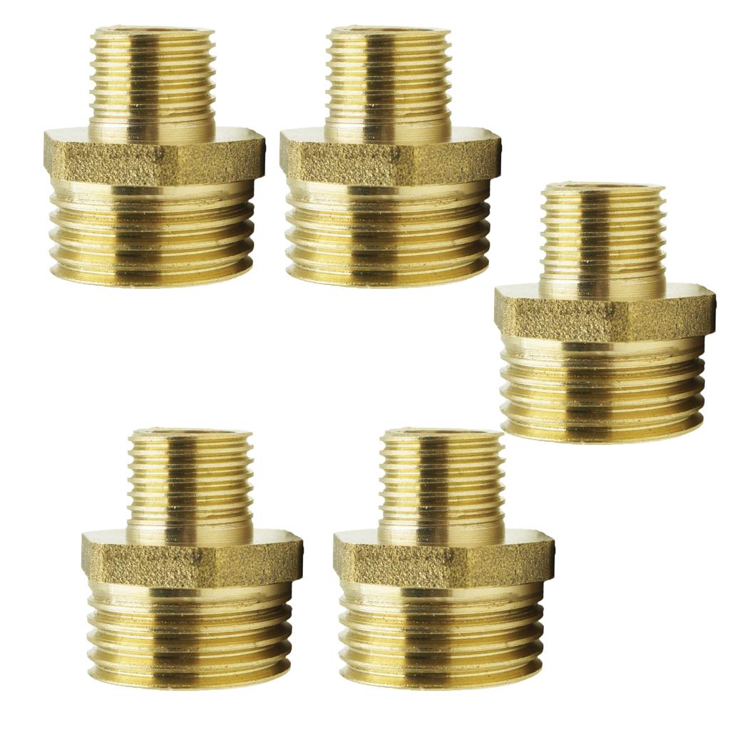5x Brass Barbed Double-Headed Hex Bushing Fitting Connector Adapter 1/4-1/8
