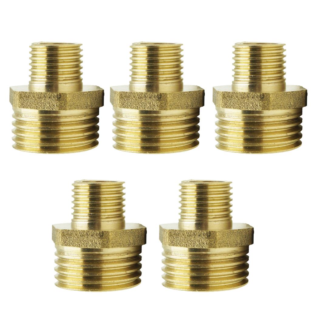 5x Brass Barbed Double-Headed Hex Bushing Fitting Connector Adapter 1/4-1/8