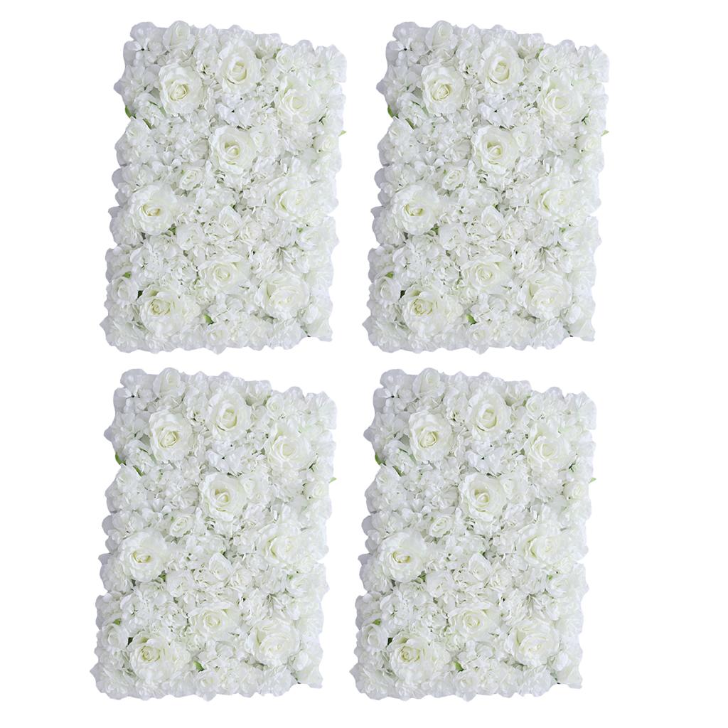 4Pieces Artificial Flower Wall Wedding Venue Flower Pillar Road Decor White
