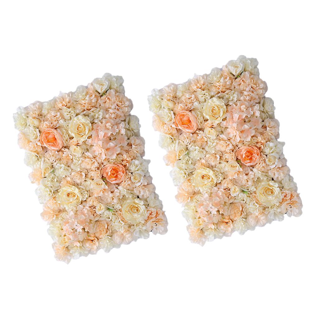 2Pieces Artificial Flower Wall Wedding Venue Flower Pillar Road Decor Orange