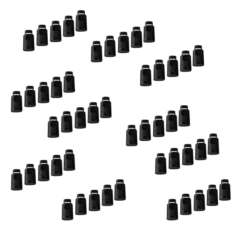 50 Piece Single Hole Cord Lock Clip Clamp Nylon Spring Toggle Stoppers Small