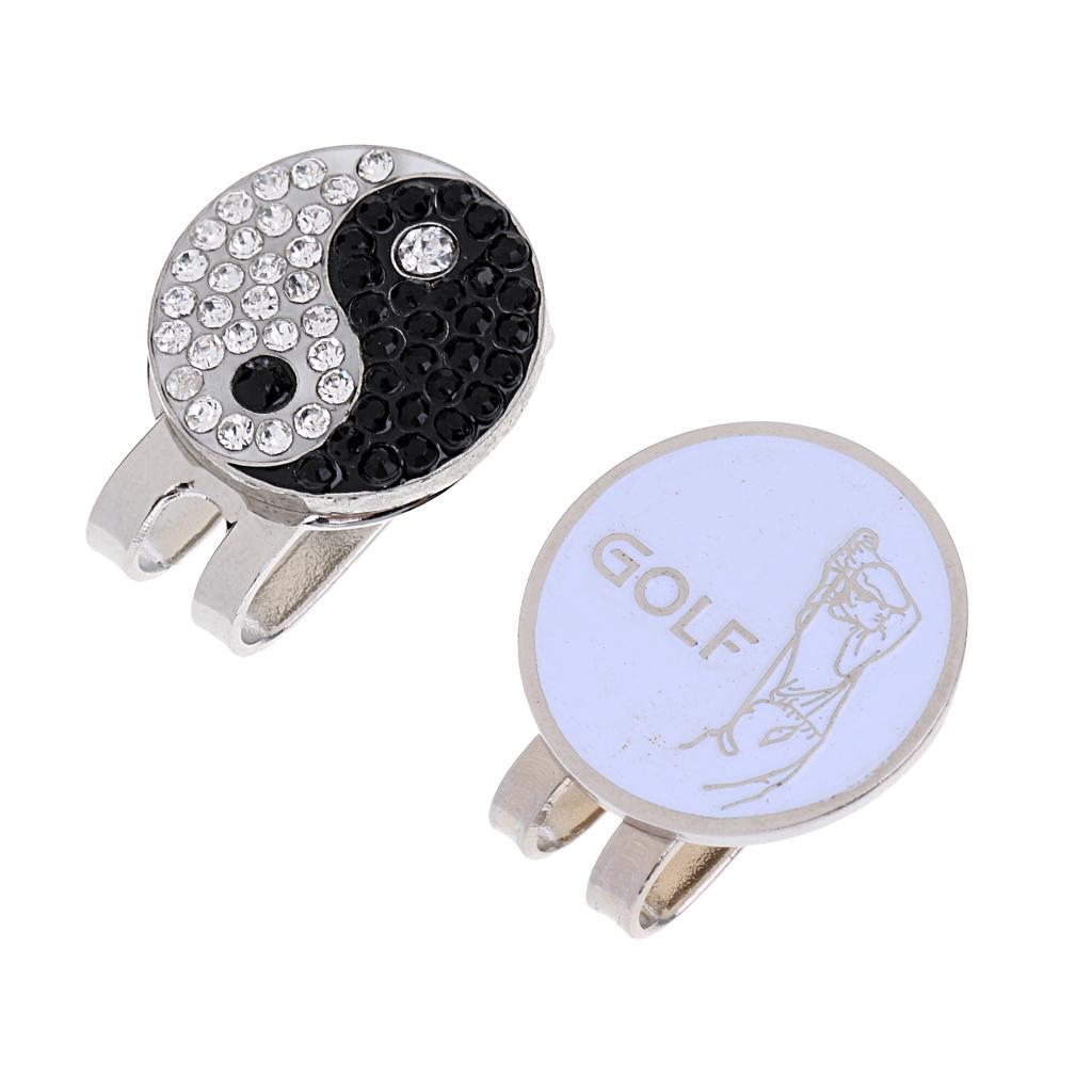 Alloy Magnetic Hat Clip with Removable Golf Ball Marker Yin Yang + Golfer