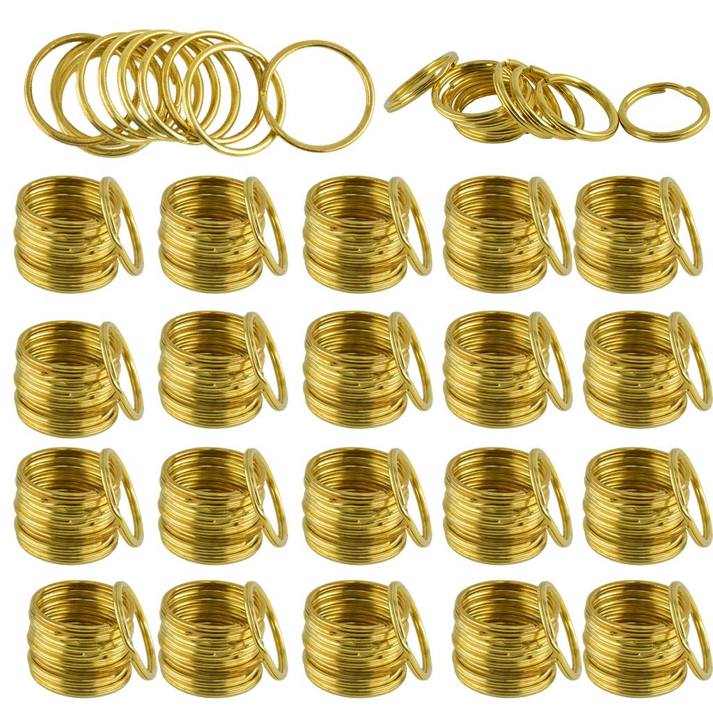 200x Brass Round Key Split Ring Chain Bag Clasp Loop Findings DIY 25mm 35mm