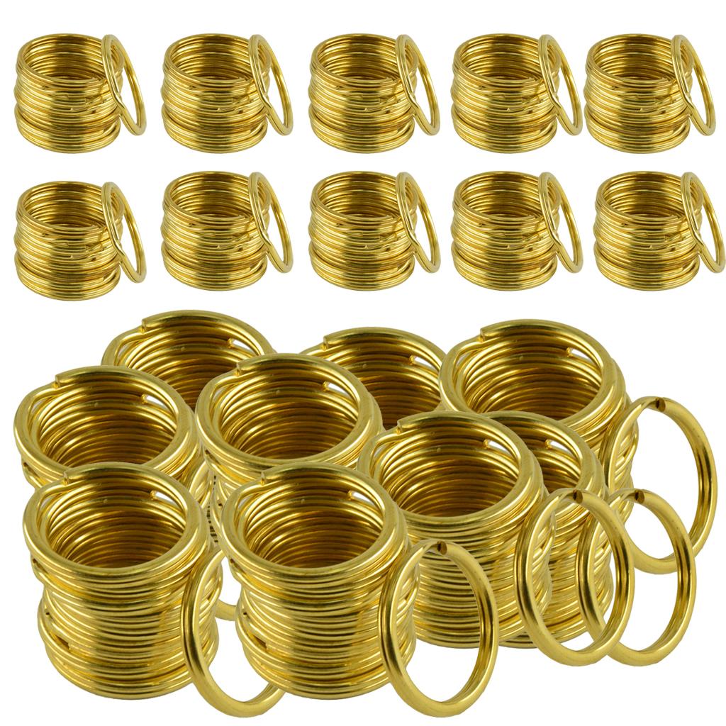 200x Brass Round Key Split Ring Chain Bag Clasp Loop Findings DIY 25mm 35mm